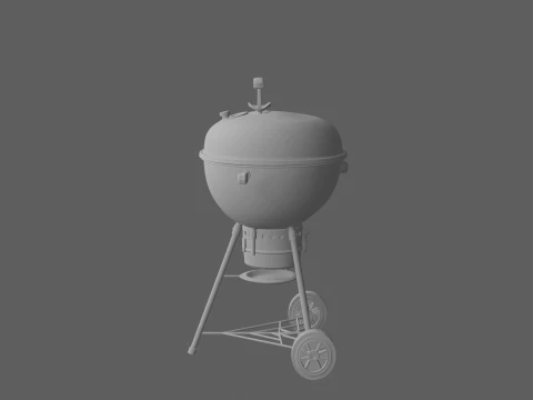 Classic Kettle BBQ Grill Black Enamel 3D Model