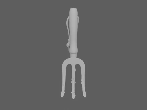 Hand Cultivator Garden Tool with Soil 3D Model