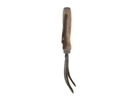 Hand Cultivator Garden Tool with Soil 3D Model