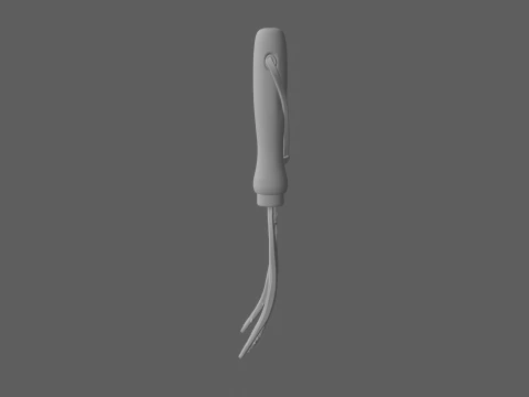 Hand Cultivator Garden Tool with Soil 3D Model