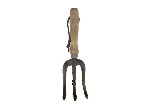 Hand Cultivator Garden Tool with Soil 3D Model