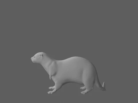 Eurasian Otter Realistic Fur Turnaround 3D Model