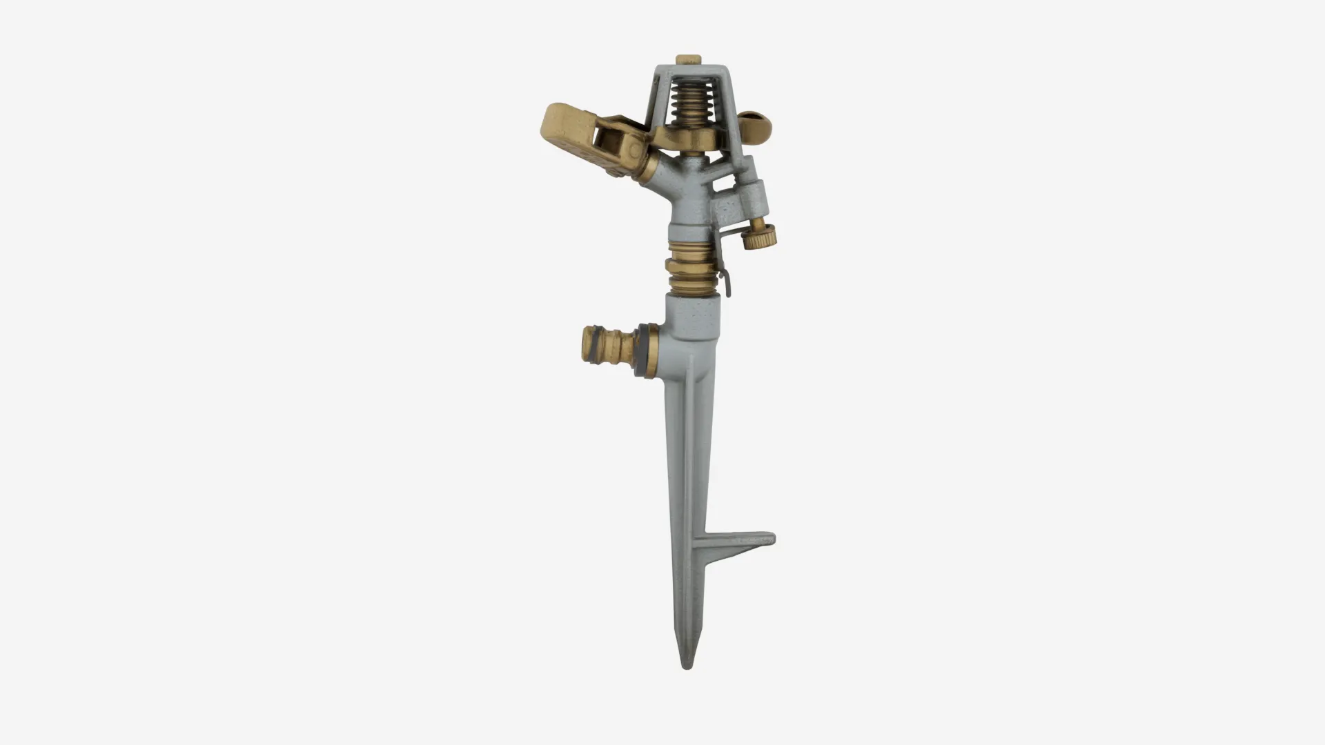 Metal Impact Sprinkler with Brass Arm 3D Model .c4d .max .obj .3ds .fbx .stl .blend