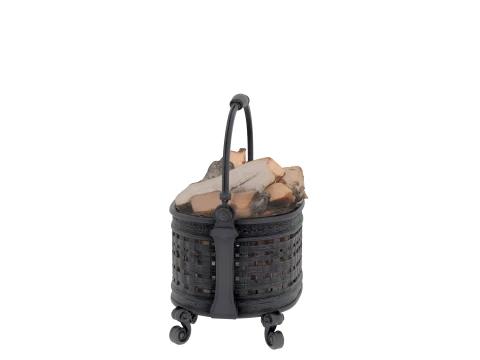 Heavy Cast Iron Log Basket Filled with Wood 3D Model