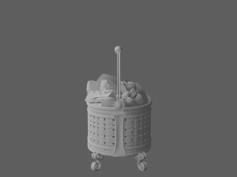 Heavy Cast Iron Log Basket Filled with Wood 3D Model