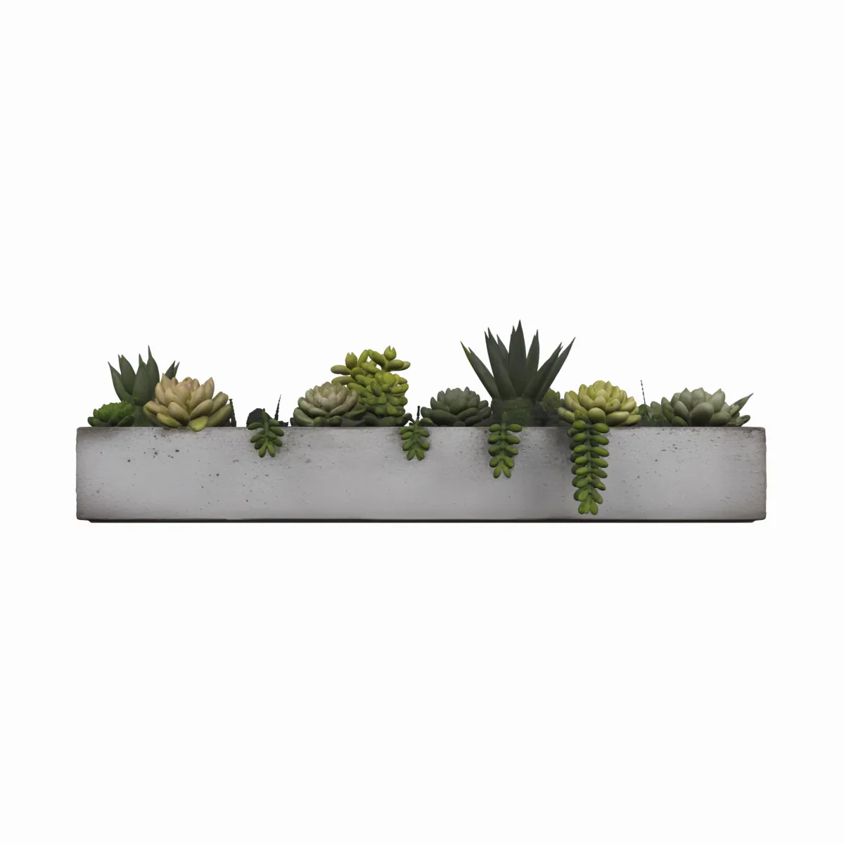 Long Concrete Trough Planter Arrangement 3D Model .c4d .max .obj .3ds .fbx .stl .blend 
