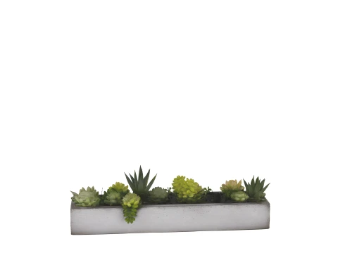 Long Concrete Trough Planter Arrangement 3D Model