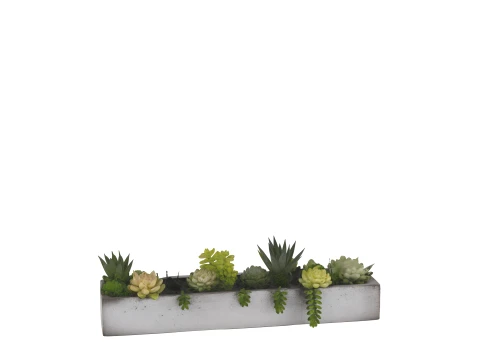 Long Concrete Trough Planter Arrangement 3D Model