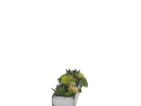 Long Concrete Trough Planter Arrangement 3D Model