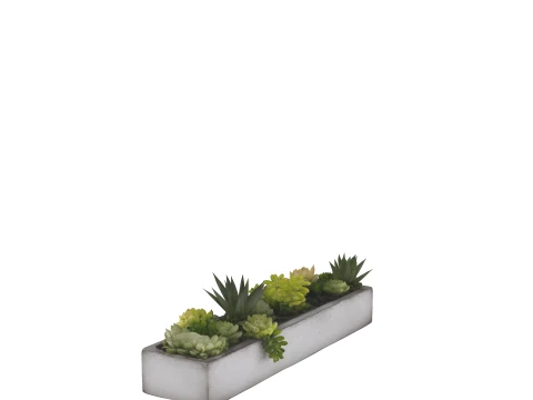 Long Concrete Trough Planter Arrangement 3D Model