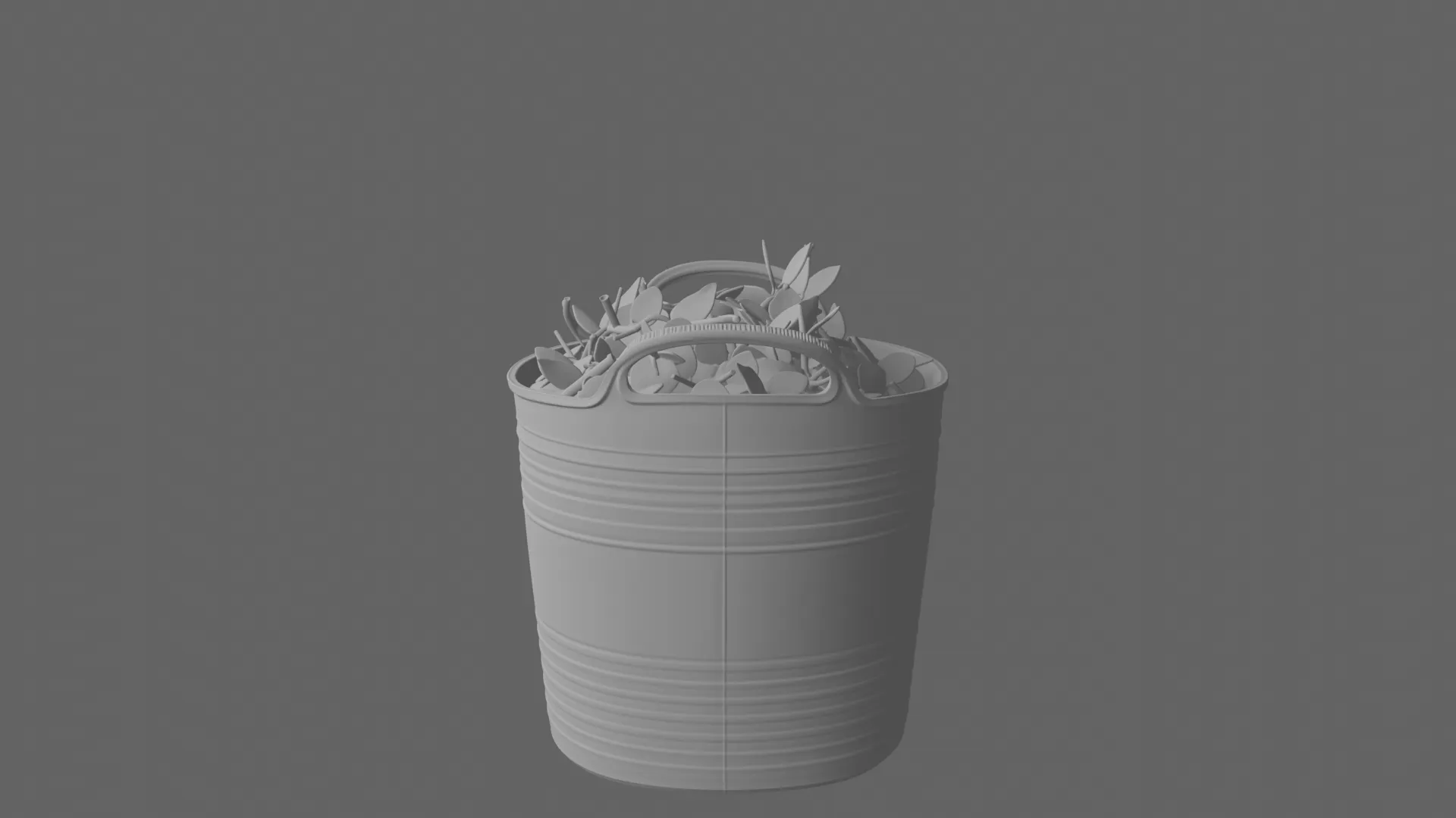 Flexible Black Trug Tub with Hedge Clippings 3D Model .c4d .max .obj .3ds .fbx .stl .blend 