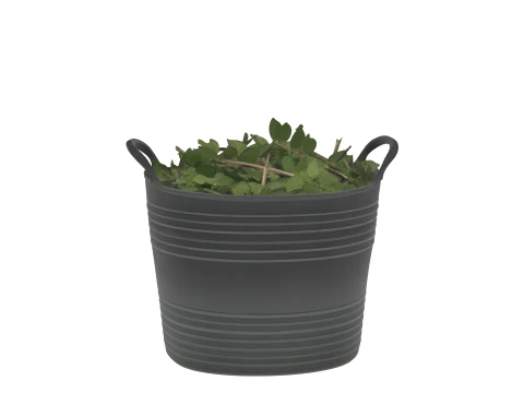Flexible Black Trug Tub with Hedge Clippings 3D Model