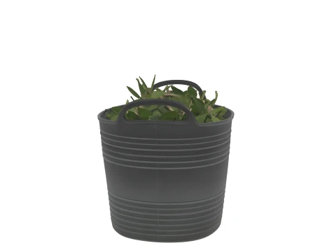 Flexible Black Trug Tub with Hedge Clippings 3D Model
