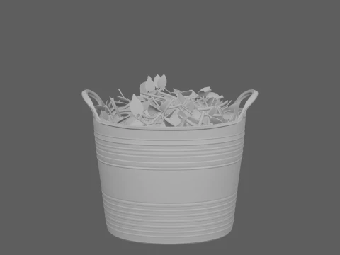 Flexible Black Trug Tub with Hedge Clippings 3D Model