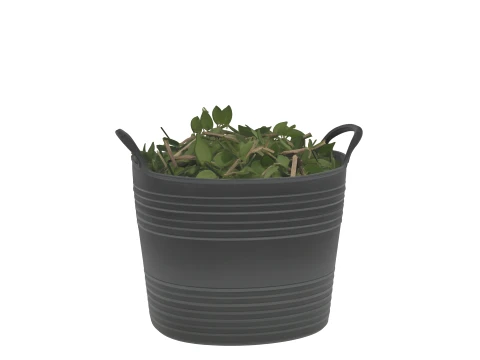 Flexible Black Trug Tub with Hedge Clippings 3D Model