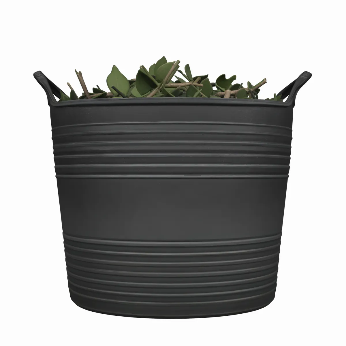 Flexible Black Trug Tub with Hedge Clippings 3D Model .c4d .max .obj .3ds .fbx .stl .blend 