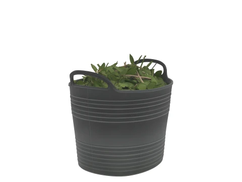 Flexible Black Trug Tub with Hedge Clippings 3D Model