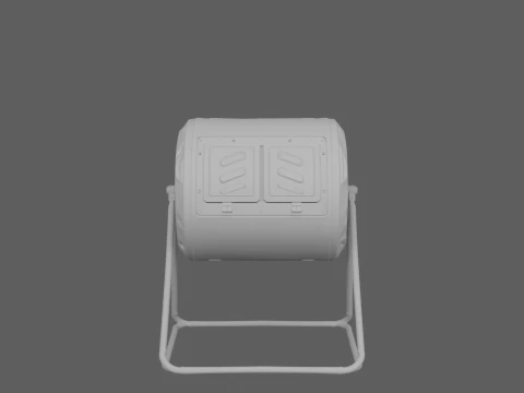 Dark Green Barrel Compost Tumbler 3D Model
