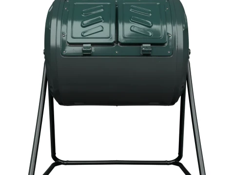 Dark Green Barrel Compost Tumbler 3D Model