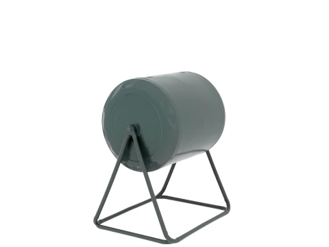 Dark Green Barrel Compost Tumbler 3D Model