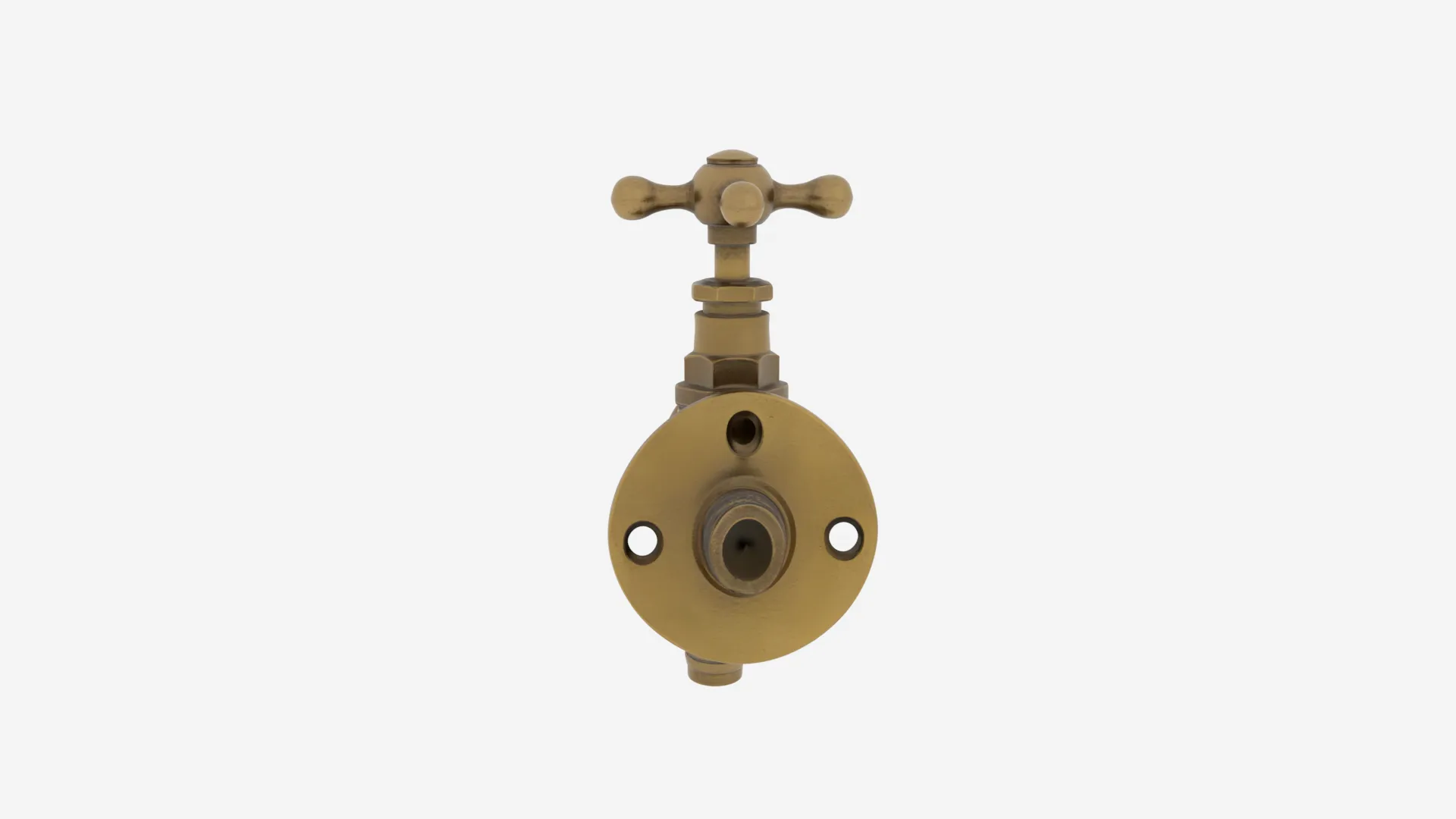 Vintage Brass Garden Wall Tap Outdoor 3D Model .c4d .max .obj .3ds .fbx .stl .blend 