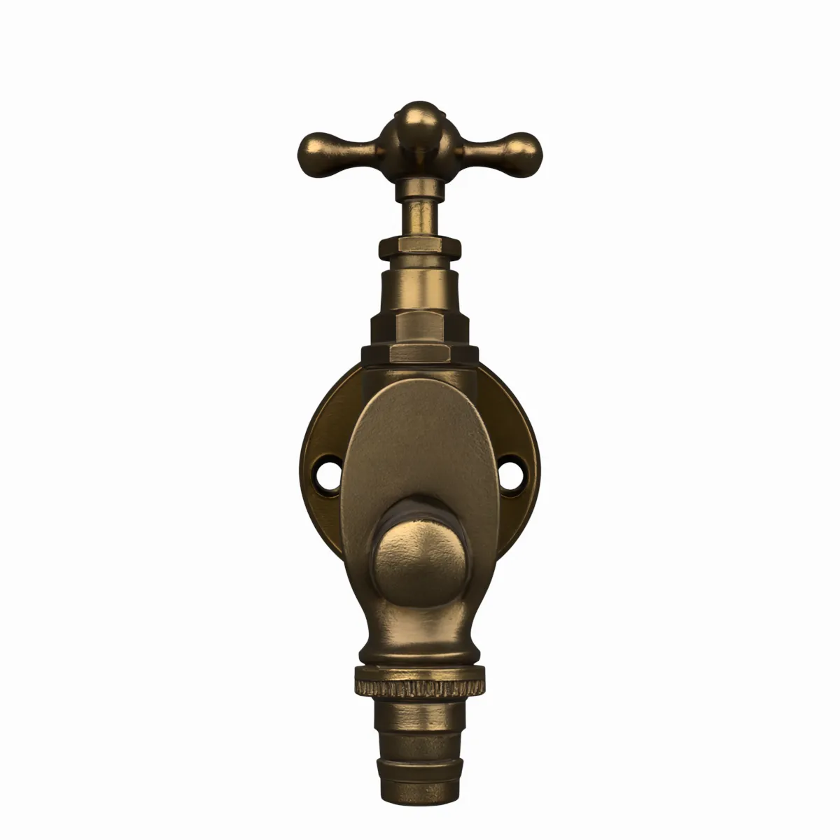 Vintage Brass Garden Wall Tap Outdoor 3D Model .c4d .max .obj .3ds .fbx .stl .blend 