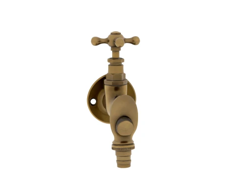 Vintage Brass Garden Wall Tap Outdoor 3D Model