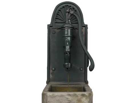 Cast Iron Wall Mounted Hand Water Pump 3D Model