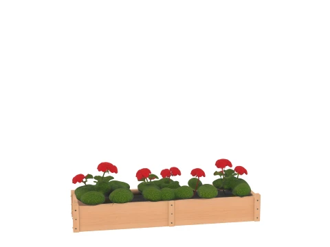 Cedar Window Box Planter with Geraniums 3D Model
