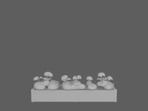 Cedar Window Box Planter with Geraniums 3D Model
