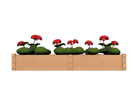 Cedar Window Box Planter with Geraniums 3D Model