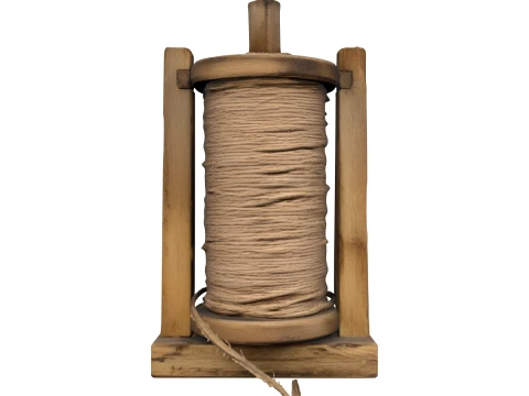 Natural Jute Garden Twine Spool on Stand 3D Model