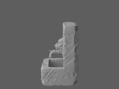 Heavy Stone Garden Trough Fountain 3D Model
