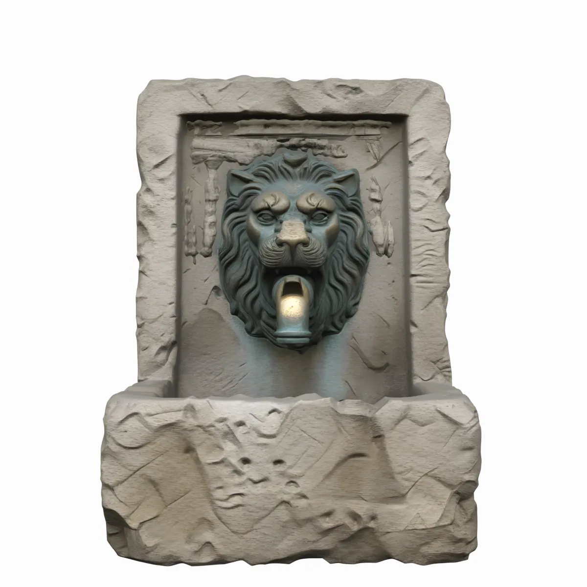 Heavy Stone Garden Trough Fountain 3D Model .c4d .max .obj .3ds .fbx .stl .blend