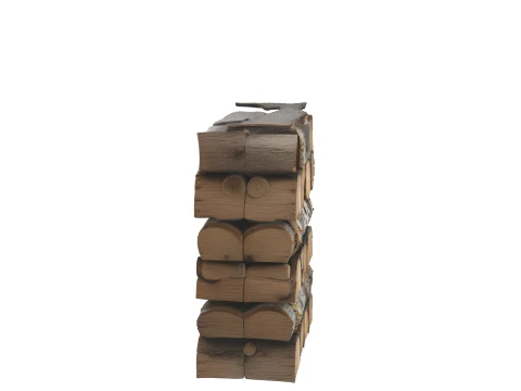 van netjes gestapelde eiken berkenhoutstapel 3D Model