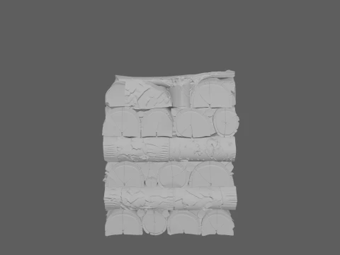 Of Neatly Stacked Oak Birch Log Pile 3D Model
