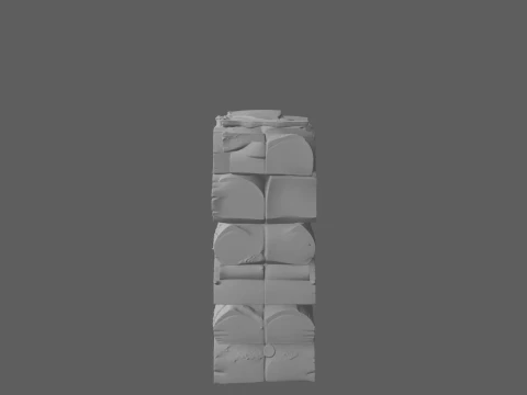 Of Neatly Stacked Oak Birch Log Pile 3D Model