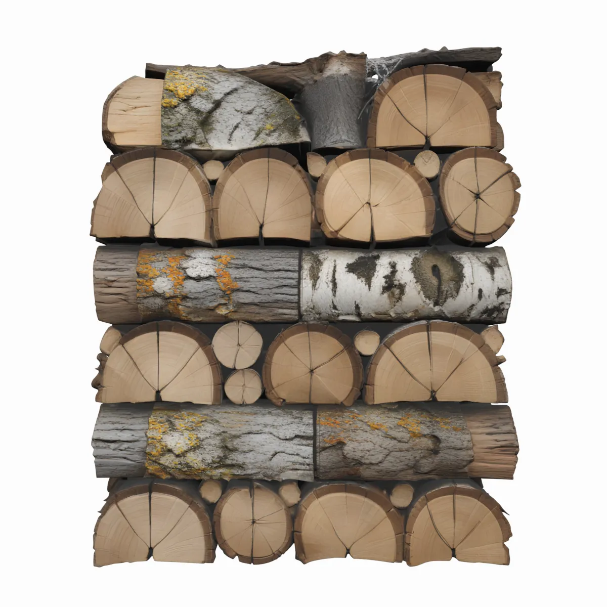 Of Neatly Stacked Oak Birch Log Pile 3D Model .c4d .max .obj .3ds .fbx .stl .blend 