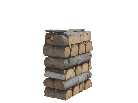 Of Neatly Stacked Oak Birch Log Pile 3D Model