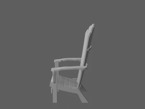 Natural Cedar Adirondack Chair Detailed 3D Model