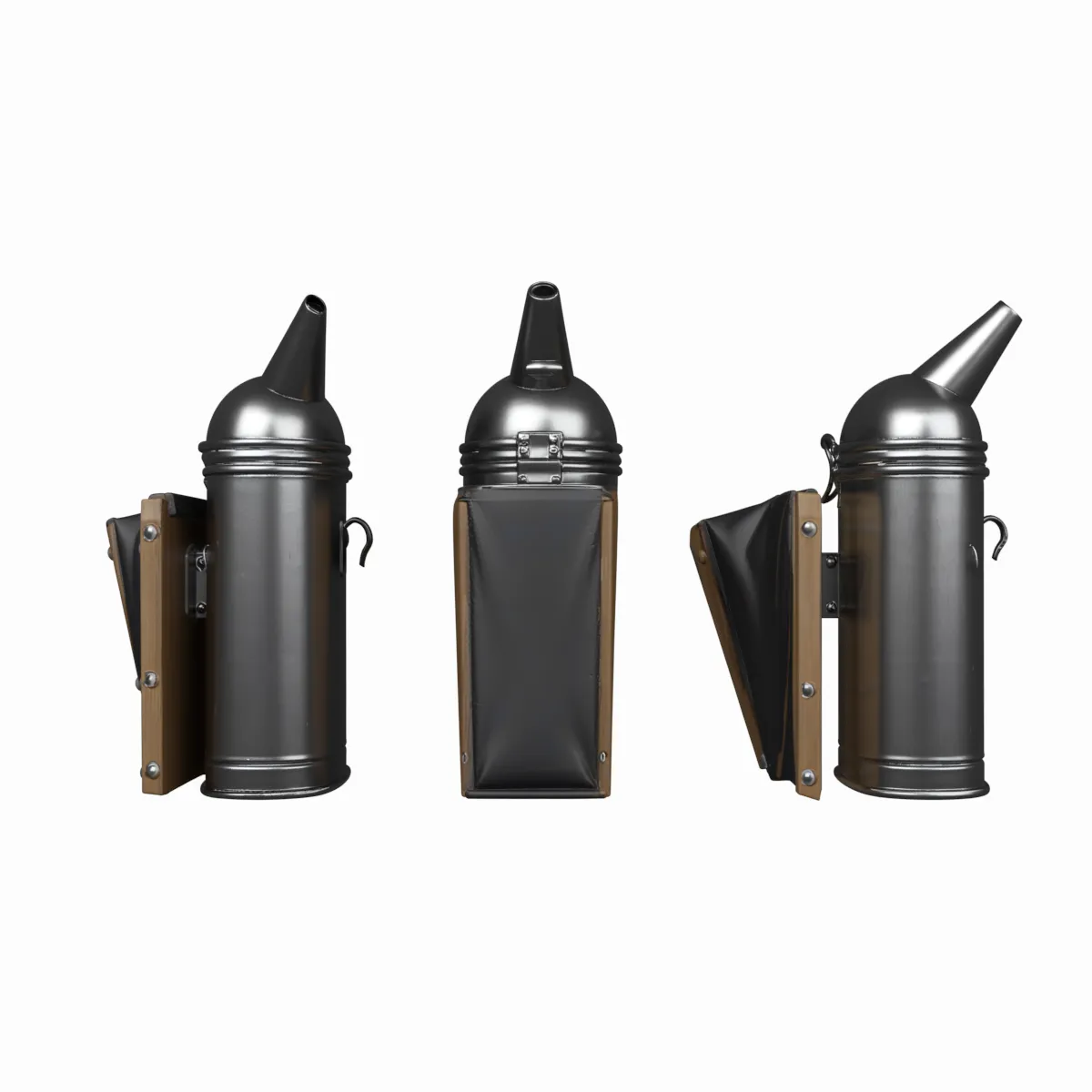 Classic Beekeeper Bellows Smoker Stainless Steel 3D Model .c4d .max .obj .3ds .fbx .stl .blend 