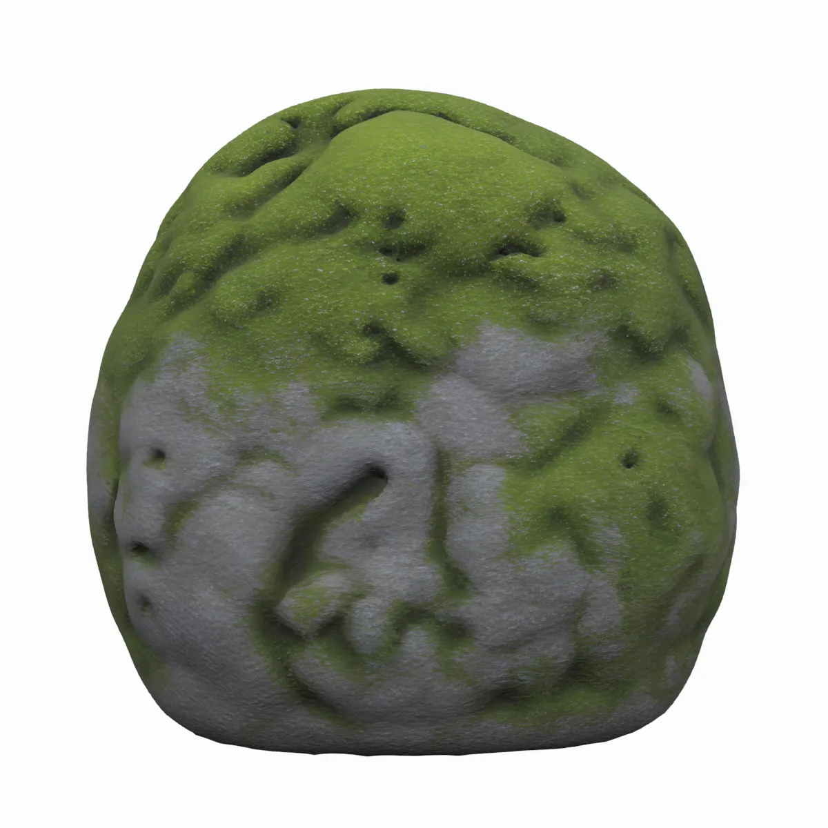 Large Rounded Garden Stone with Emerald Moss 3D Model .c4d .max .obj .3ds .fbx .stl .blend 