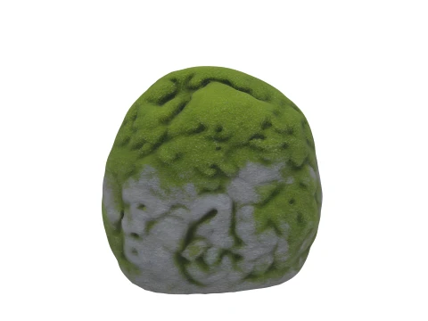 Large Rounded Garden Stone with Emerald Moss 3D Model