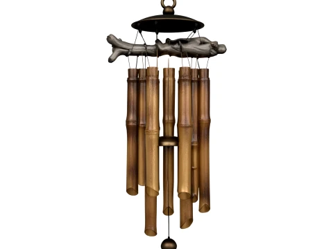 Large Bamboo Driftwood Wind Chime Natural Tubes 3D Model