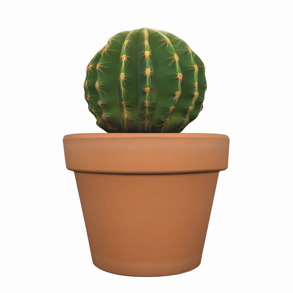 Potted Barrel Cactus Golden Spines Terracotta Pot 3D Model .c4d .max .obj .3ds .fbx .stl .blend 