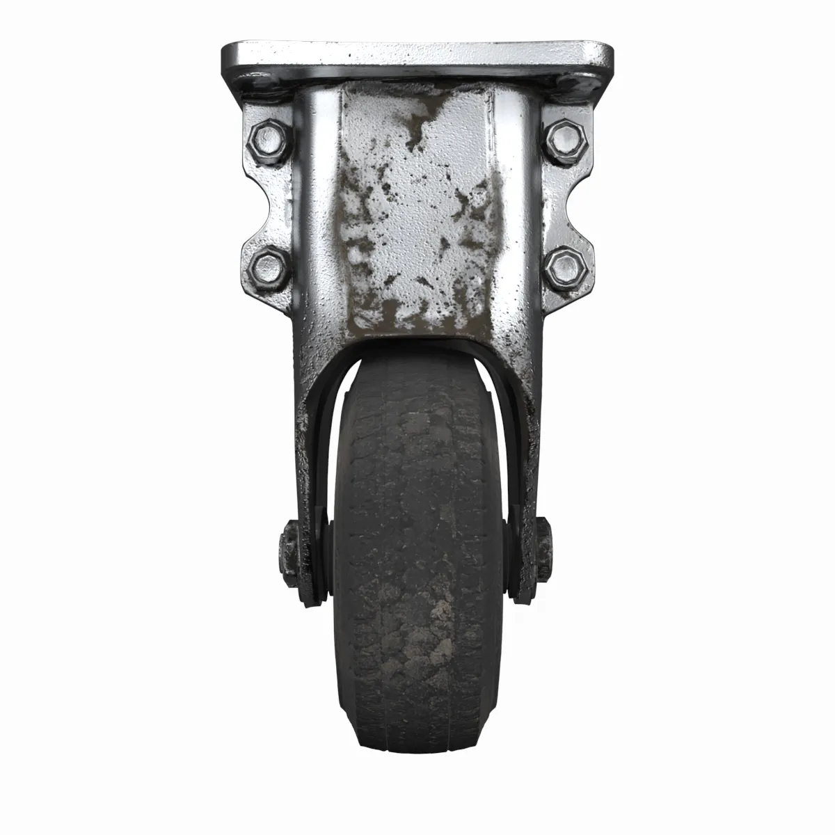 Large Garden Gate Wheel Caster Galvanized Assembly 3D Model .c4d .max .obj .3ds .fbx .stl .blend