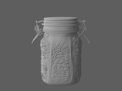 Frasco grande de armazenamento de gr&atilde;os de vidro cheio de aveia Modelo 3D