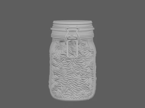 Frasco grande de armazenamento de gr&atilde;os de vidro cheio de aveia Modelo 3D