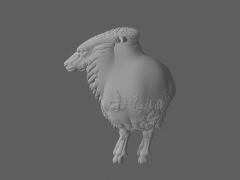 Suffolk Sheep Thick Wool Fleece Standing Pose 3D Model