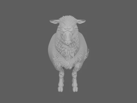 Suffolk Sheep Thick Wool Fleece Standing Pose 3D Model
